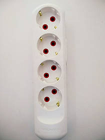 Колодка 4 гнізда із заземленням, біла, NEOMAX