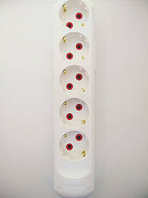 Колодка 5 гнізд із заземленням, біла, NEOMAX