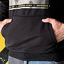 Чорне чоловіче худі кенгуру з принтом трикотаж двонитка / Кофта з кишенями та капюшоном осінь весна, фото 8