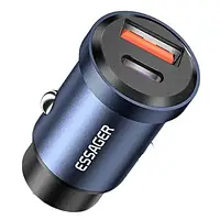 Автомобильный адаптер для телефона Essager (ECCAC-TL03) Blue Gyroscope Mini Charger 30W