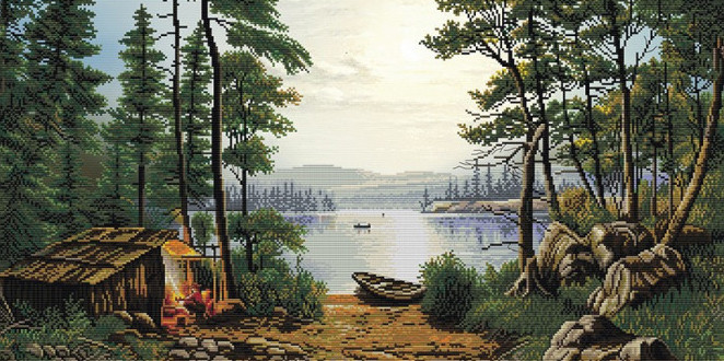 Набір для вишивки хрестиком з малюнком на канві, "У озера", СР1508, 56*28см, Nova Sloboda