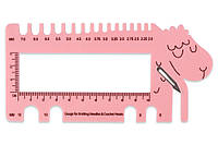 Линейка для измерения диаметра спиц "Овечка" с ножом, 7*16*0,3 см, розовая