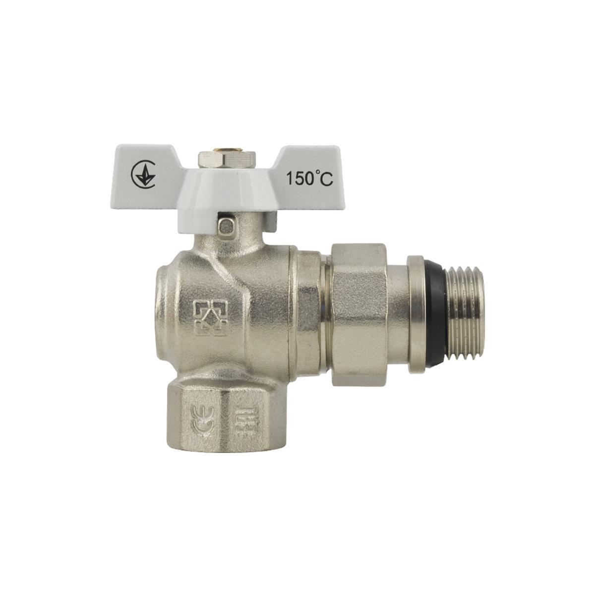 Кран кульовий з американкою кутовий Raftec WHITE 1/2" НВ з антипротіканням