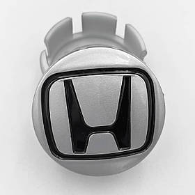 Ковпачки (заглушки) на литі диски HONDA (Хонда) 58 мм Сріблясті,Чорний логотип