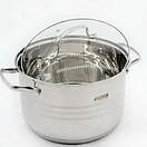 Кухонний набір каструль із неіржавкої сталі 6 предметів з індукційним дном Benson BN-202 зі скляними кришкою, фото 3