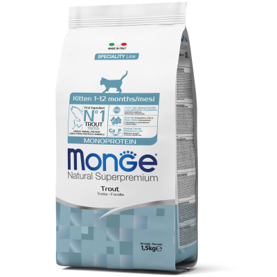 Сухий корм для кошенят Monge (Монж) Cat Monoprotein Kitten з фореллю 1.5 кг