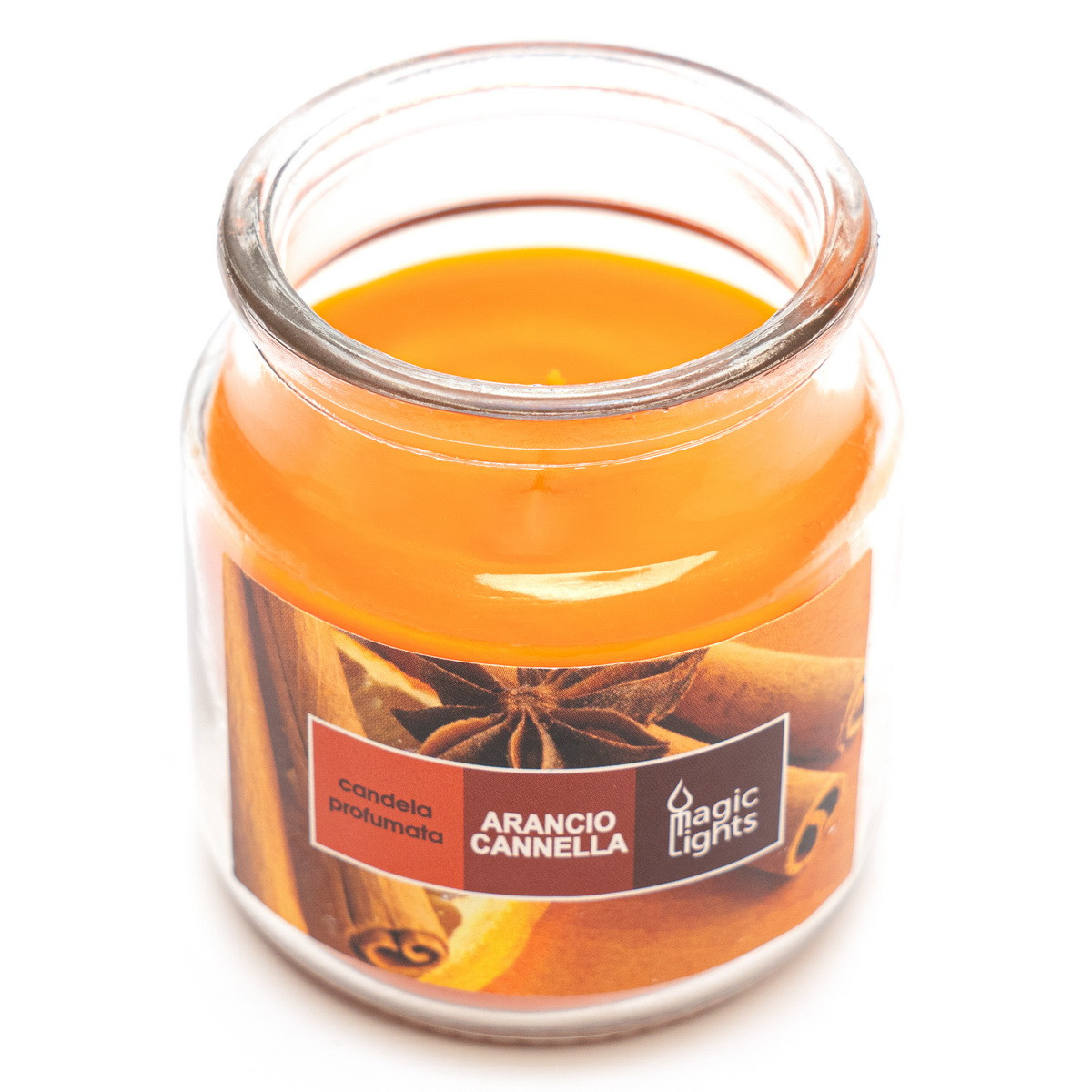 Ароматична свічка Magic Lights, аромат Апельсин і кориця, 95 гр, 9*5,5 см, помаранчева (90066)