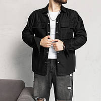 Мужская черная котоновая рубашка / Рубашка классическая для мужчин / Модная рубашка с длинным рукавом M