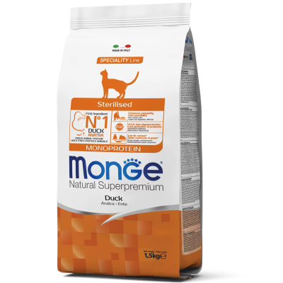 Сухий корм для стерилізованих котів Monge (Монж) Cat Monoprotein Sterilised з качкою 1.5 кг
