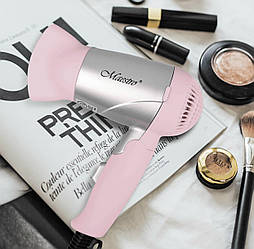 Фен для волосся компактний дорожній Maestro 1200 Вт MR-201-PINK Потужний стильний компактний фен, Мініфен