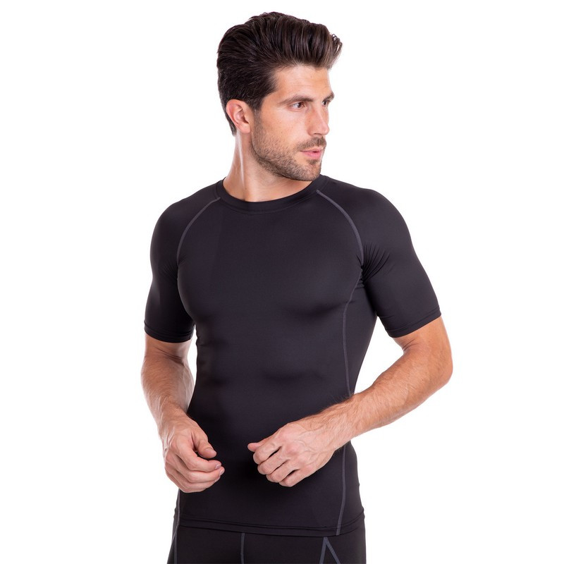 Футболка компресійна чоловіча Zelart Lidong 1103 розмір L (46-48) Black-Grey