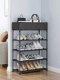 Полиця для взуття 5 ярусів storage shoe rack YH9806-5 Чорний, фото 3