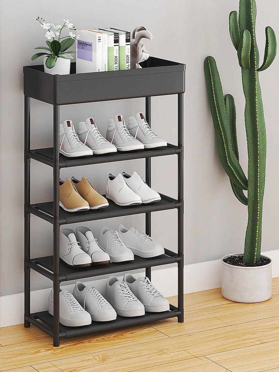 Полиця для взуття 5 ярусів storage shoe rack YH9806-5 Чорний