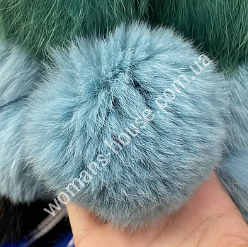 Хутряний бубон (помпон) з кролика Блакитка м'ята 6-8 см