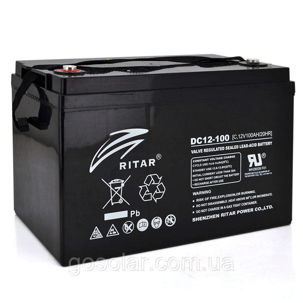 Акумуляторна батарея CARBON RITAR DC12-100C, Black Case, 12V 100Ah  глибокого розряду для систем UPS