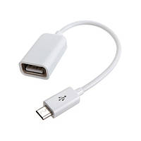 Кабель-переходник Lapara OTG USB2.0 AF - MicroUSB длина 0.16 м белый