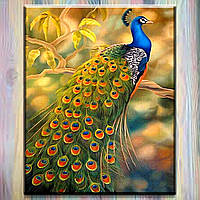 Алмазная мозаика на подрамнике Птицы " Волшебный павлин" 40*50 см My-Art TN1042