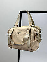 Женская подарочная сумка Prada Sport Lite Beige (бежевая) KIS05057 спортивная сумка на текстильном ремне