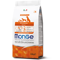 Сухой корм для взрослых собак всех пород Monge (Монж) с уткой и рисом 2.5 кг