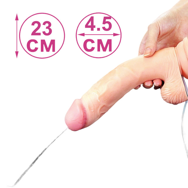 Фалоімітатор реалістичний з функцією імітації сім'явипорскування, 23 см Soft Ejaculation Cock With Ball