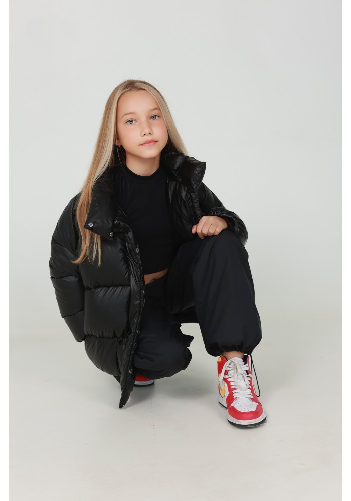 Демисезонная детская куртка Glamour kids черная - фото 2 - id-p1909852306