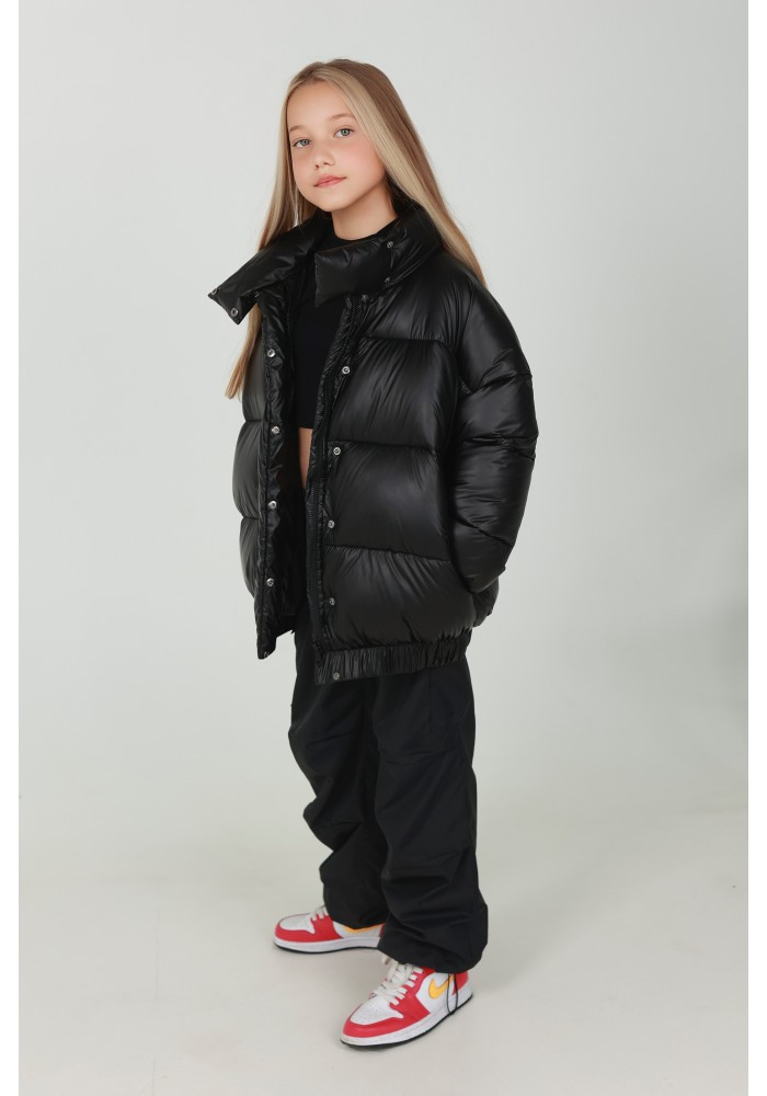 Демисезонная детская куртка Glamour kids черная - фото 3 - id-p1909852306