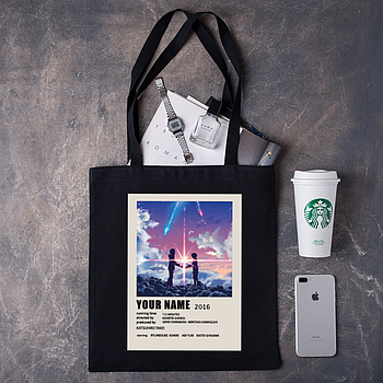Шоппер,сумка з принтом аніме "YOUR NAME 2016 твоє імʼя"