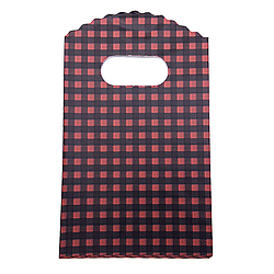 Подарункові Пакети, 9см*15см, (50 шт.) Чорна Клітина на червоному тлі