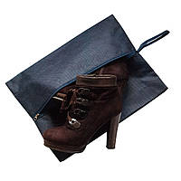 Объемная сумка-пыльник для обуви на молнии (синий)