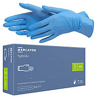 Перчатки виниловые (голубые) Mercator Hybrid+ Gloves S, 100 шт