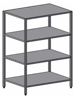 Стеллаж на 4 полки из нержавеющей стали 430