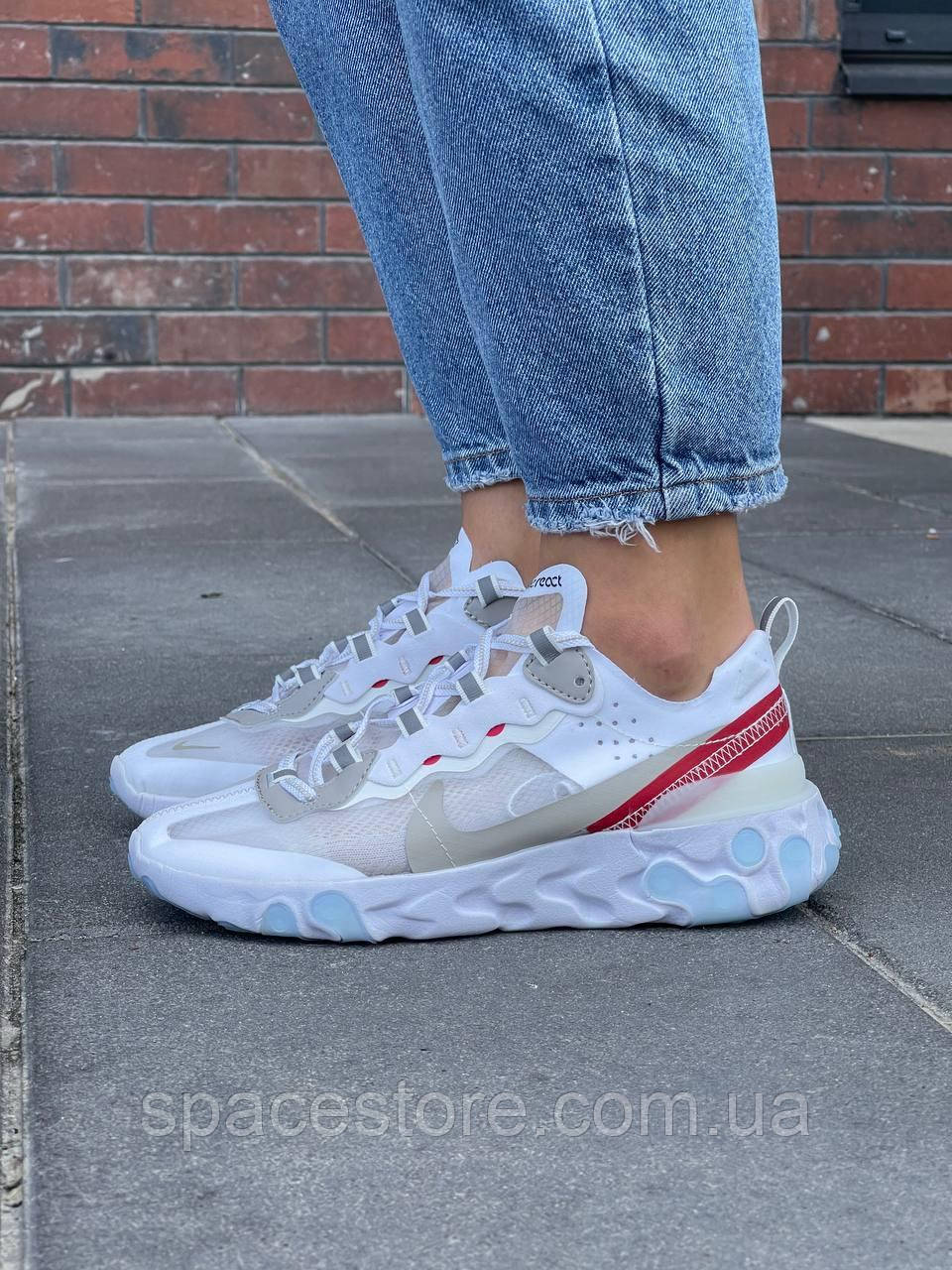 Жіночі кросівки Nike React Element 87’ White білі найк текстиль