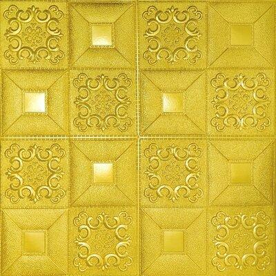 Самоклеюча декоративна стельово-стінова панель Золото 700x700x5мм (385)