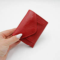 Кожаный кошелёк однотонный, портмоне из натуральной кожи унисекс, красное портмоне из кожи топ