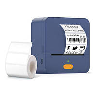 Портативный принтер этикеток UKRMARK UP1BL+Bluetooth. Синий. Печать на термобумаге, полимерных этикетках.