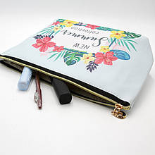 Косметичка велика блакитна Summer, зручна дорожня сумка-косметичка на блискавці