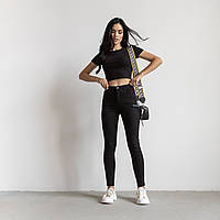 Черные женские джинсы скинни с высокой талией