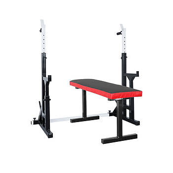 Лавка для жиму пряма до 250 кг, Стійки під штангу зі страховкою та брусами  50х50х2 мм до 250 кг