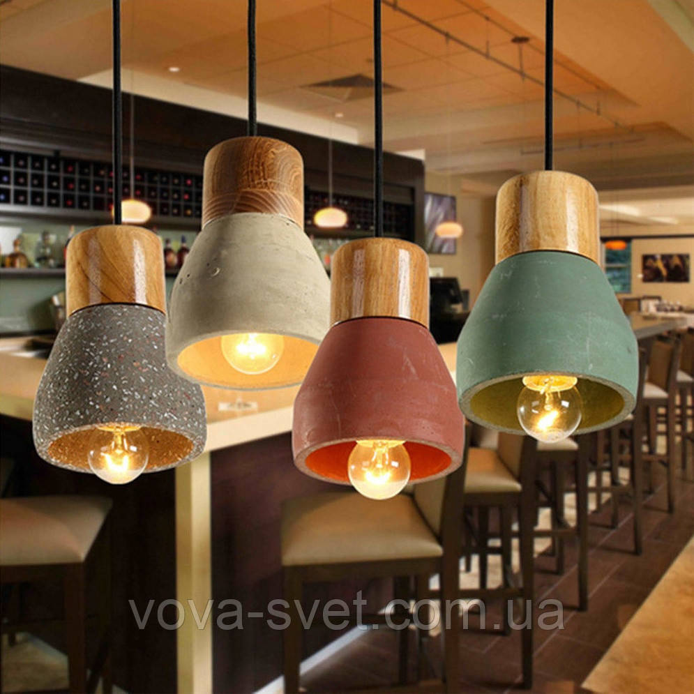 Світильник підвісний Loft [ Pendant Natural Concrete Wood ]