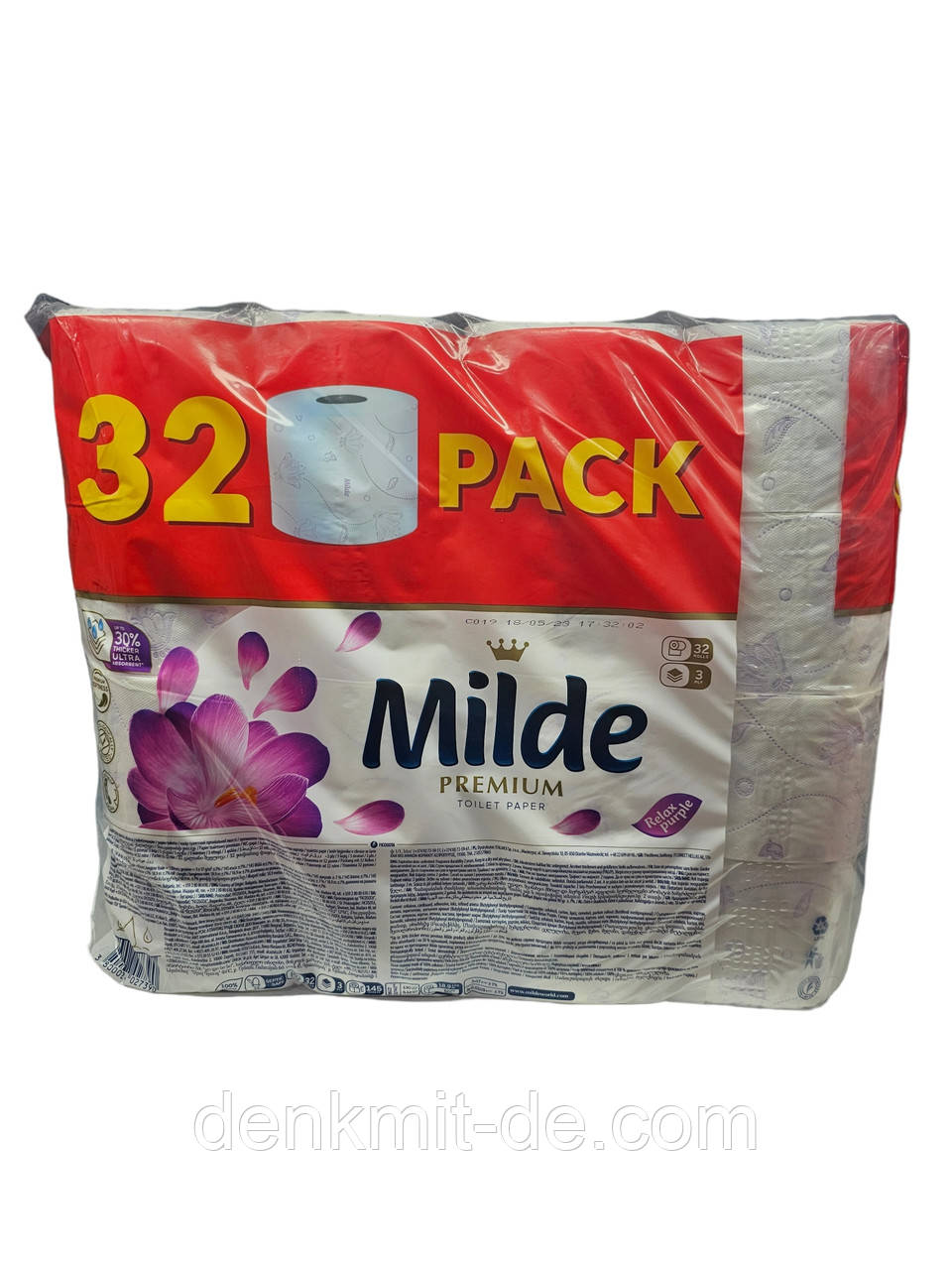 Туалетний папір Milde Premium тришаровий 32 рулона