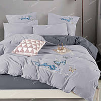 Двоспальний комплект сатинової білизни 180*220 Метелики Butterfly вишивка