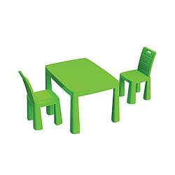 Дитячий пластиковий Стіл і 2 стільці DOLONI TOYS 04680/2 зелений, World-of-Toys