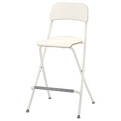 Барний стілець зі спинкою IKEA FRANKLIN складний білий 63 см 704.048.75