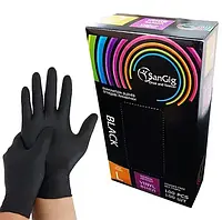 Виниловые перчатки SanGig, черные L (100 шт)