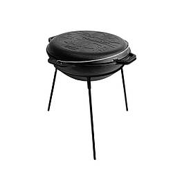 Чавунний казан із кришкою сковородою 8 літрів Brizoll. Чавунний казан для плову. +тренога