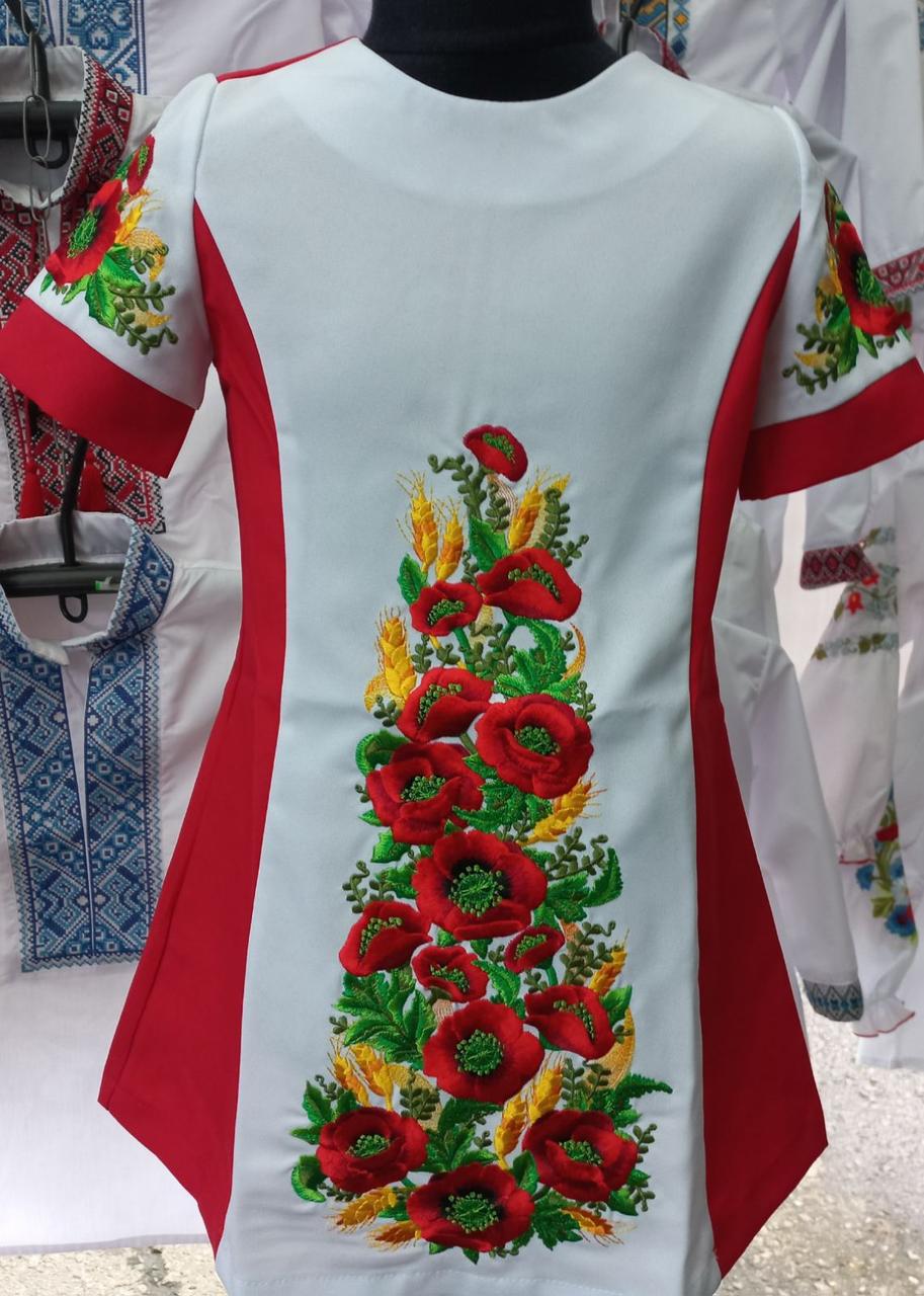 Шкільне плаття вишиванка червоне з вишивкою 146