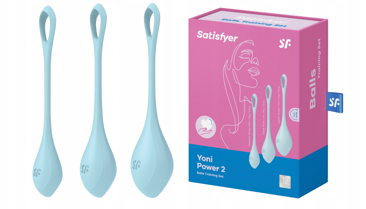 Багатофункціональні стимулюючі вагінальні кульки Satisfyer Yoni Power 2 кульки для стимуляції сині