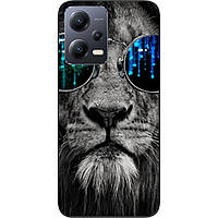 Силіконовий чохол для Xiaomi Redmi Note 12 5G з картинкою Лев в окулярах