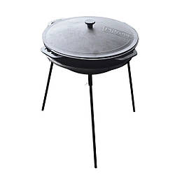 Казан чавунний 10 літрів Brizoll с треногой. Казан азіатський чавунний з кришкою.