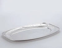 Тарелка овальная из пищевой алюминиевой фольги V3 2150 мл 520х336х22 мм 20 штук в упаковке